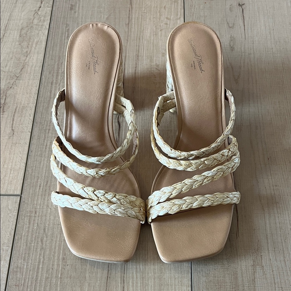 Universal Thread Cream Braided Strap Slide Mules